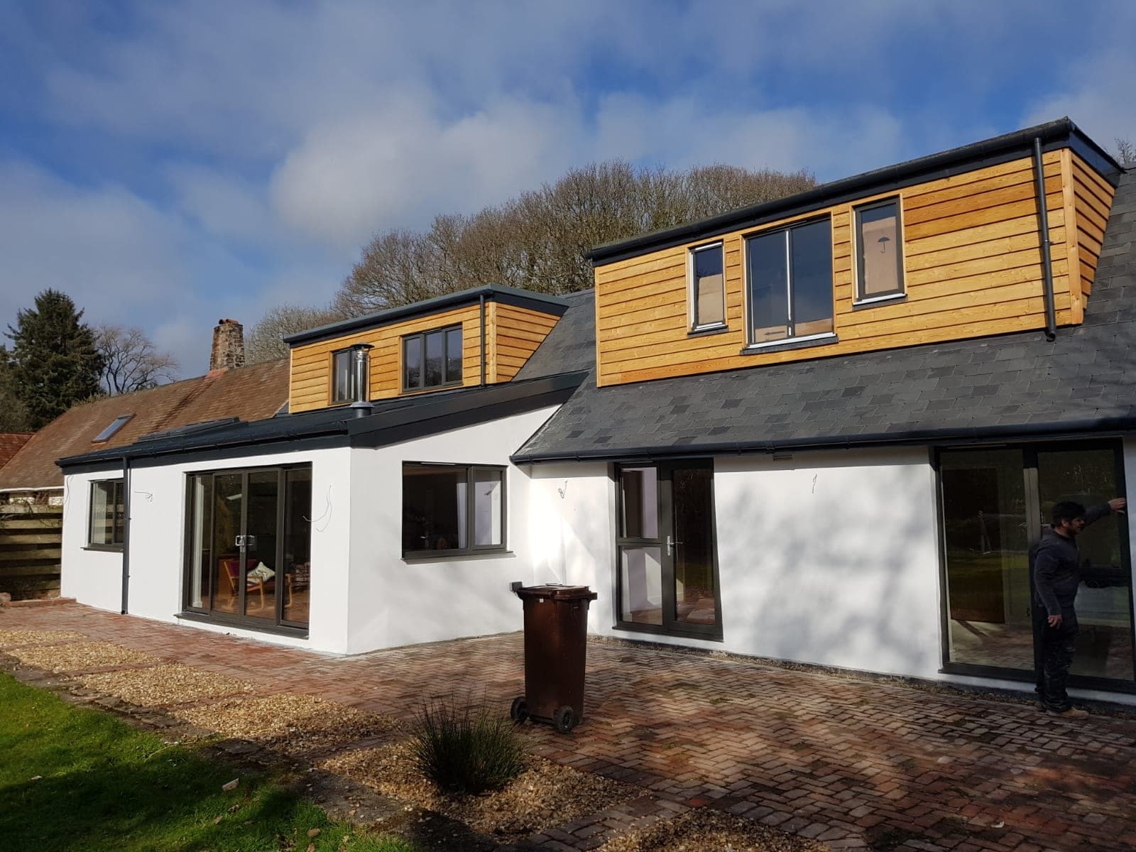 Mitchell & Andrew Building Services — Two-storey extension in render and timber cladding